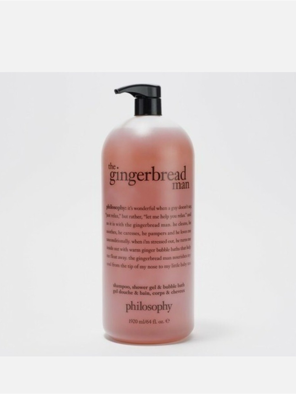 Philosophy Gingerbread Man Shampoo Shower Gel Bubble Bath 64oz w/pump